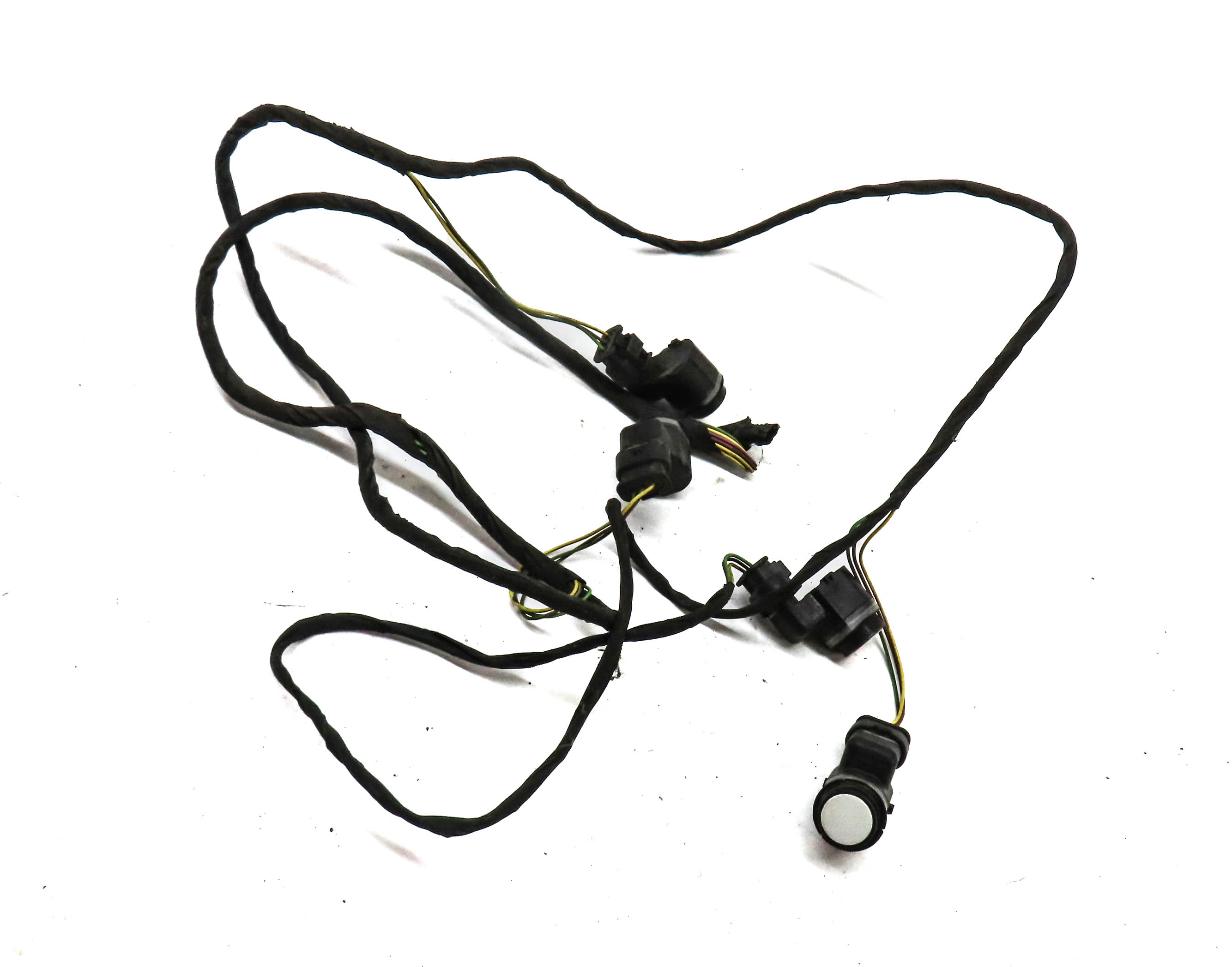 2011 BMW 740i (F02) REAR PARK ASSIST DISTANCE PDC SENSOR SET w/HARNESS (White) — exact item pictured